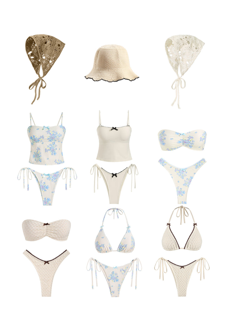 Salma | Conjunto de bikini de triángulo con lazo vintage