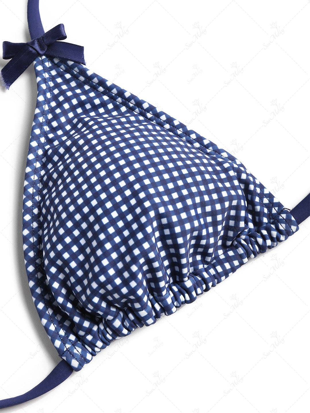 Sky | Conjunto de bikini triangular con lazo de guinga vintage