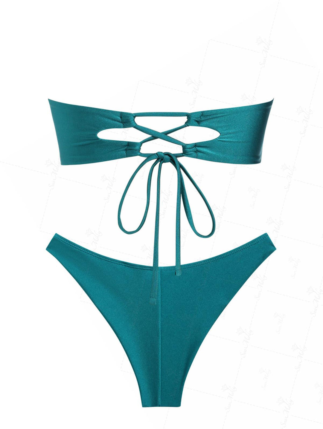 Elena | Bikini bandeau con aplique dorado y diseño estructurado