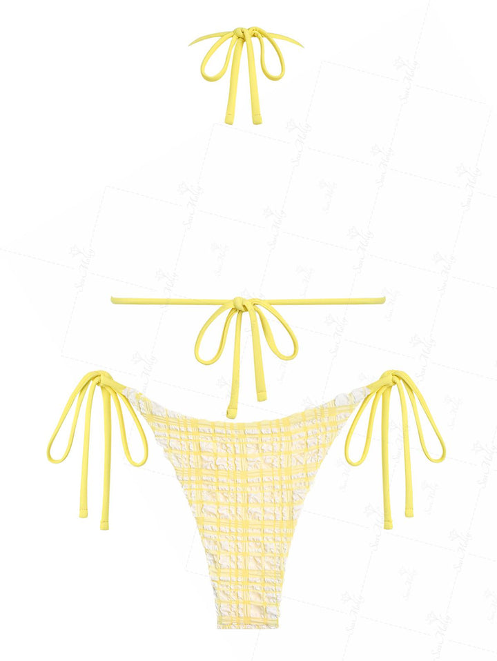 Ona | Conjunto de bikini amarillo sol con textura