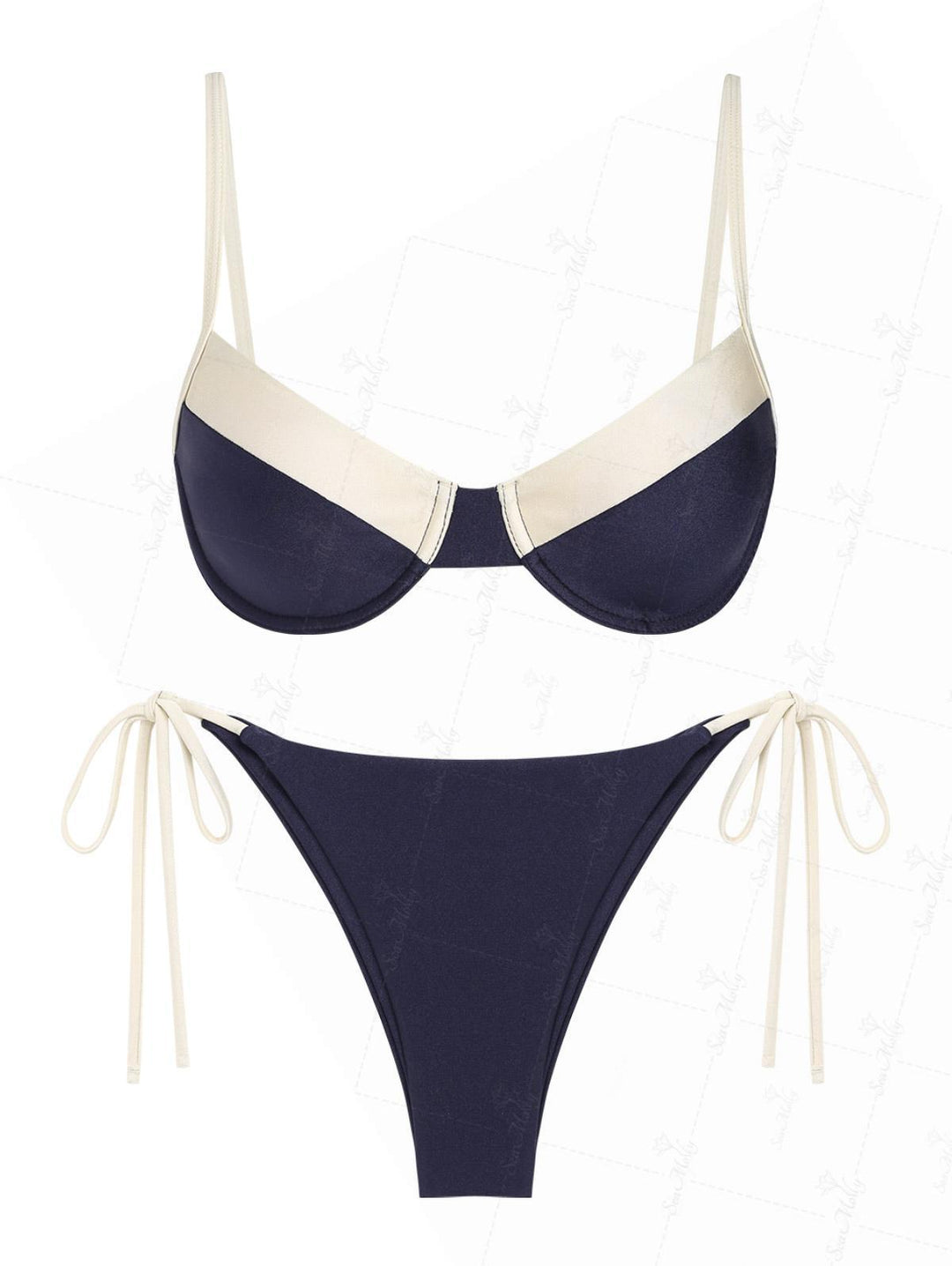 Blue | Conjunto de bikini con aros y lazos laterales