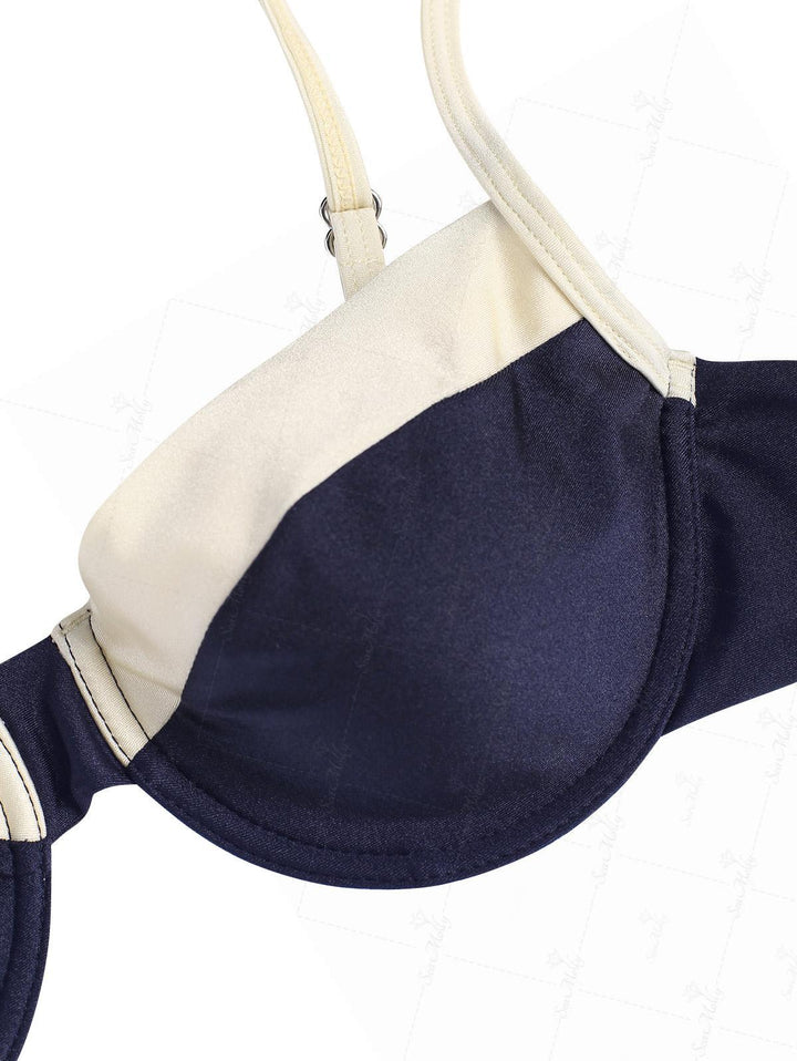 Blue | Conjunto de bikini con aros y lazos laterales