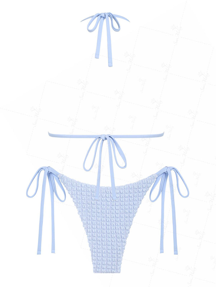 Camila | Conjunto de Bikini con Textura y Adorno de Perlas