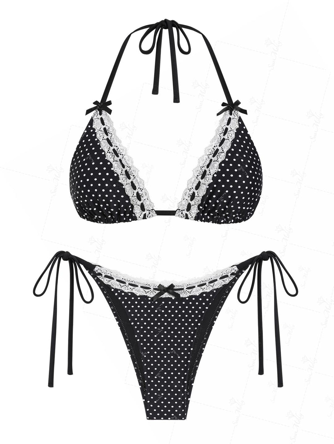 Claudia | Conjunto de bikini vintage con estampado de lunares