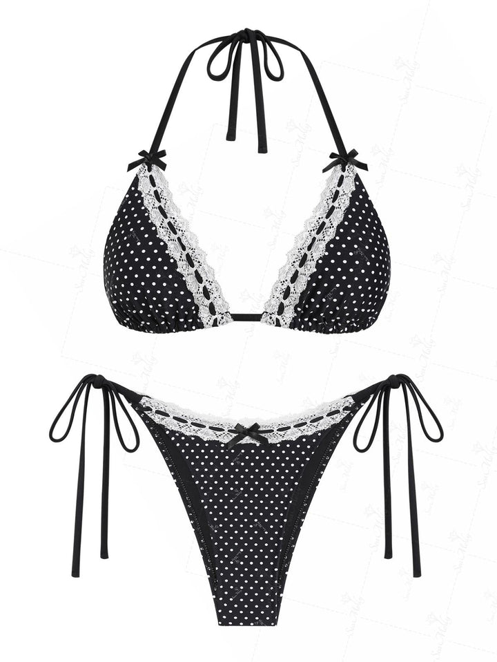 Claudia | Conjunto de bikini vintage con estampado de lunares