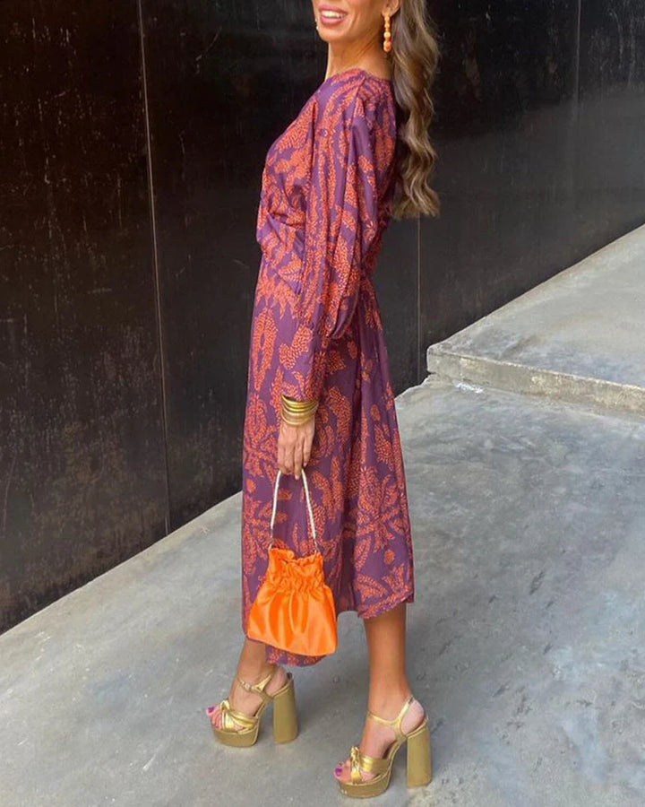Isadora - Vestido Midi Elegante con Estampado de Encanto Atemporal