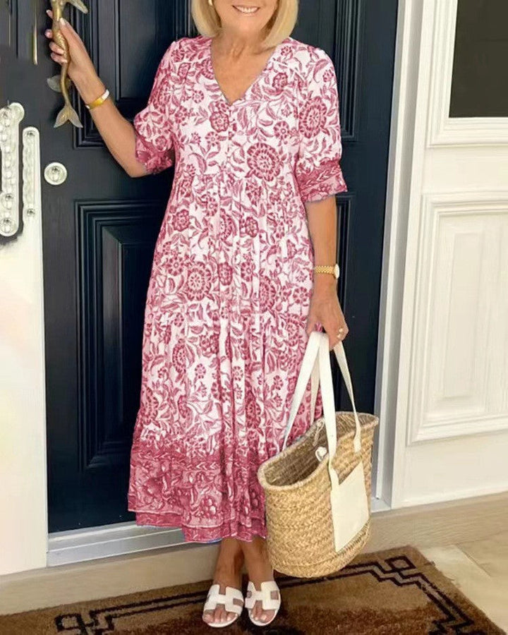 Keisha | Vestido Floral con Escote en V Elegante