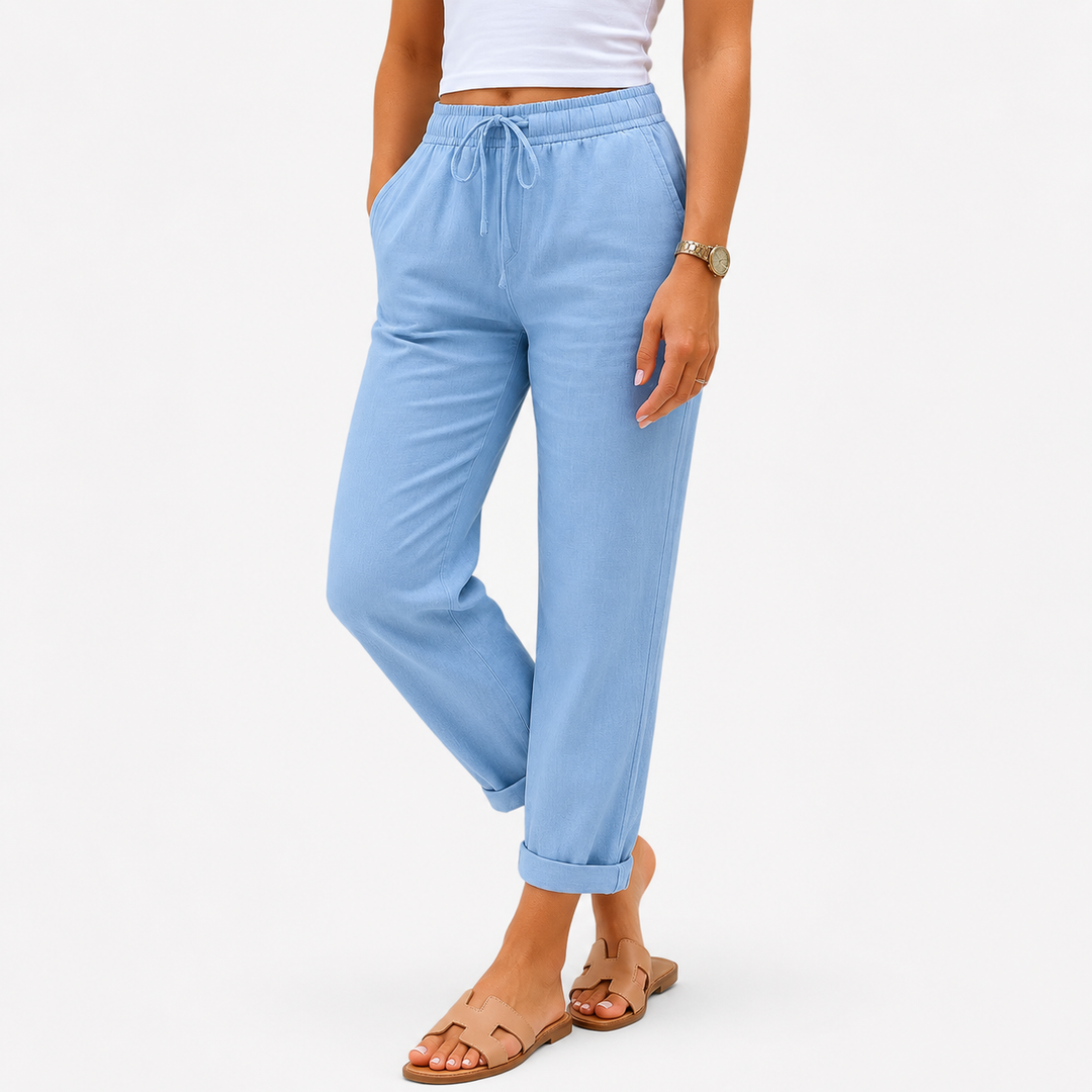 Klára - Pantalones de Lino Stretch