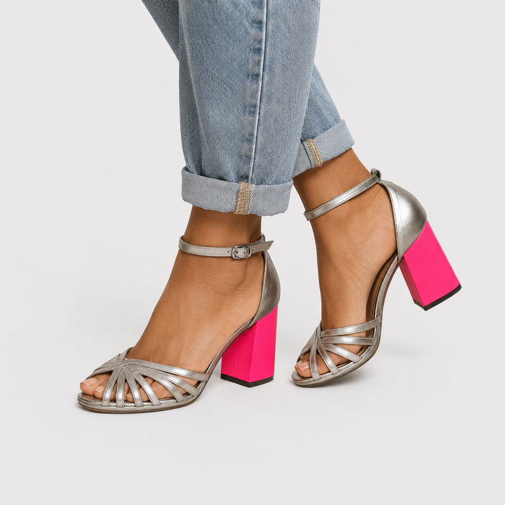 Seraphina™ | Sandalias brillantes de tacón grueso y hebilla elegante