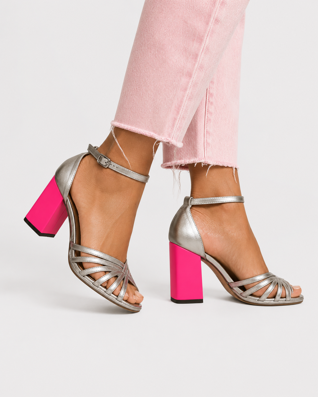 Seraphina™ | Sandalias brillantes de tacón grueso y hebilla elegante