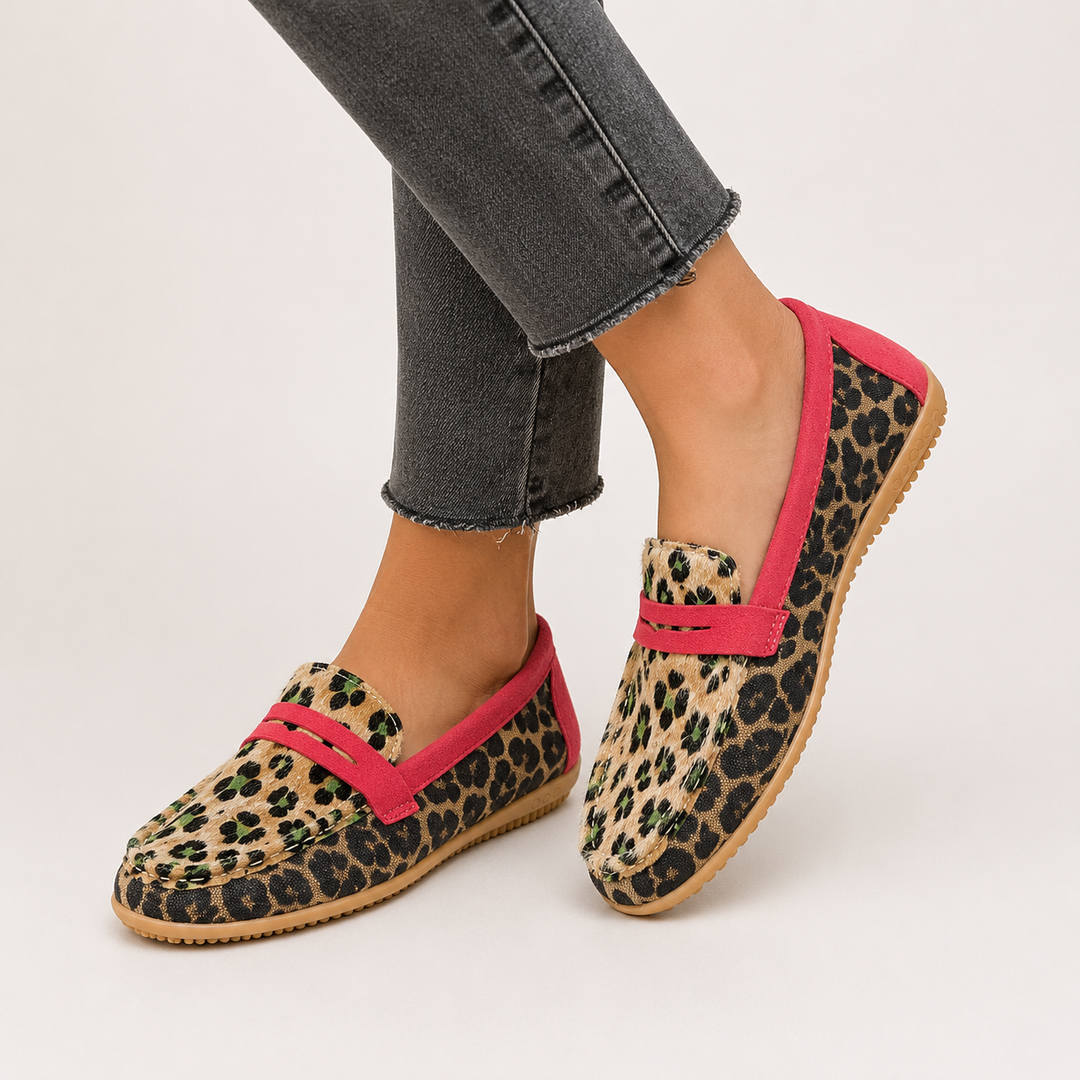 Aimee™ | Mocasín Leopardo Rojo