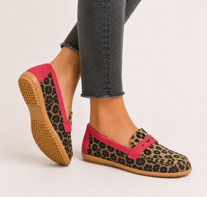 Aimee™ | Mocasín Leopardo Rojo