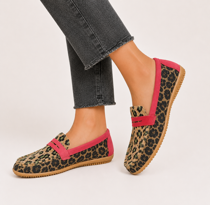 Aimee™ | Mocasín Leopardo Rojo