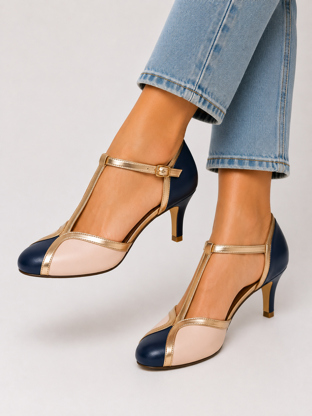 Alessia™ | Tacones T-strap coloridos y cómodos con punta redonda