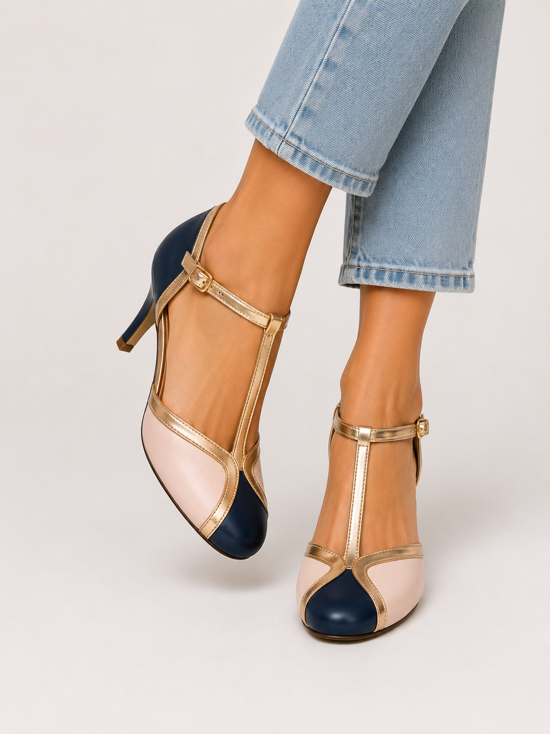 Alessia™ | Tacones T-strap coloridos y cómodos con punta redonda