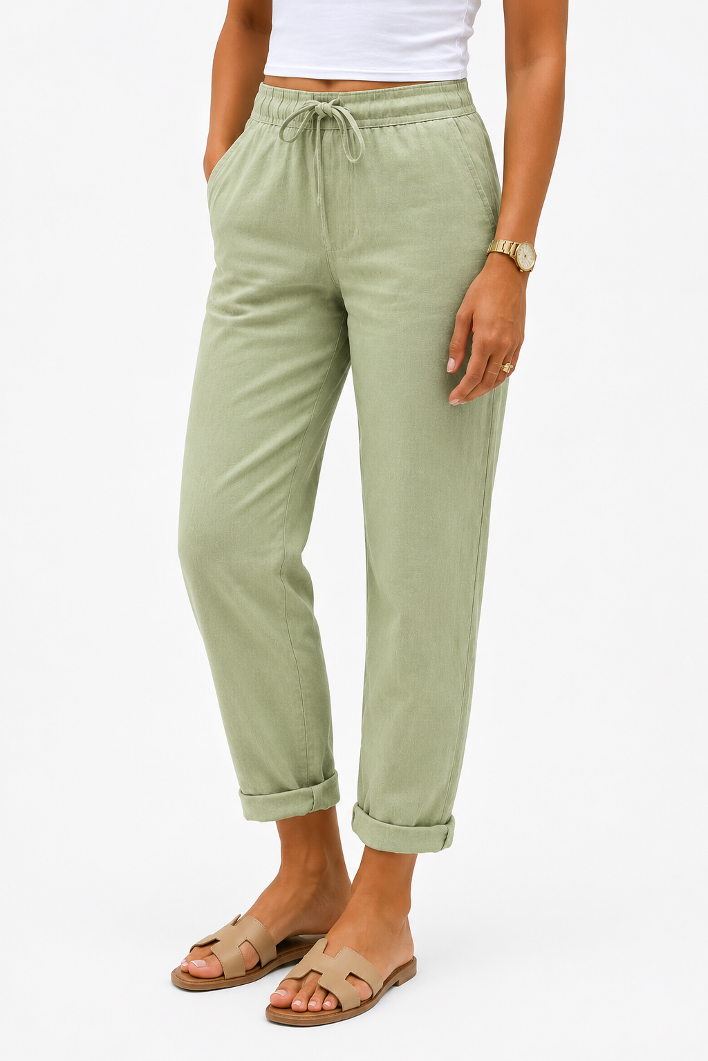 Klára - Pantalones de Lino Stretch