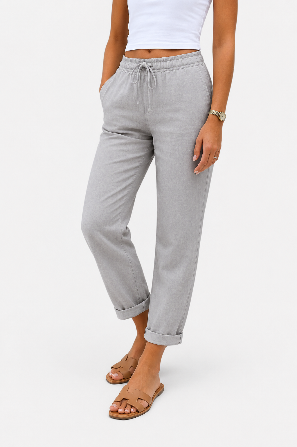 Klára - Pantalones de Lino Stretch